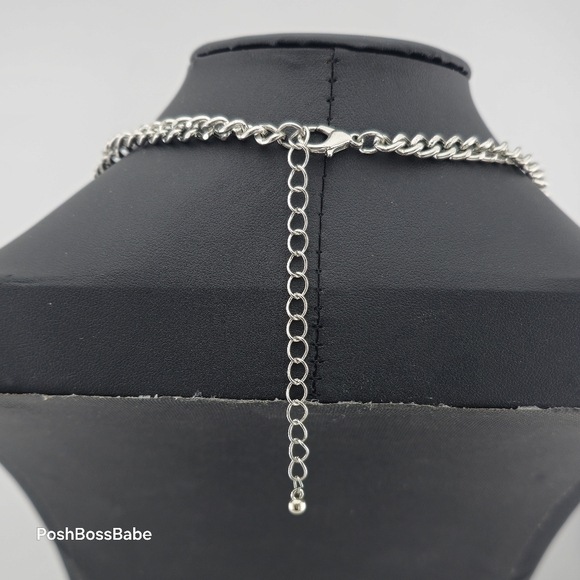 Boho Statement Necklace with Silver-Tone Crescent Medallions – 20-23" Length - Picture 8 of 12